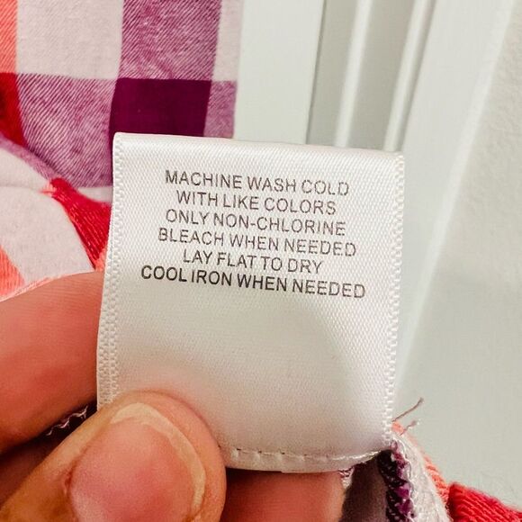 Modcloth Women's Flannel Jam Midi Dress with Pockets Size 24 Purple/Orange Plaid - Picture 7 of 12